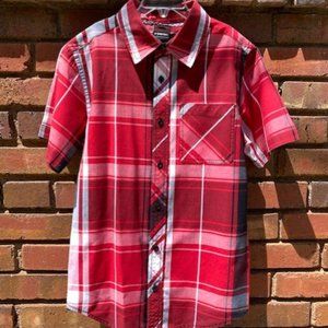 Boys Red Plaid Button Shirt